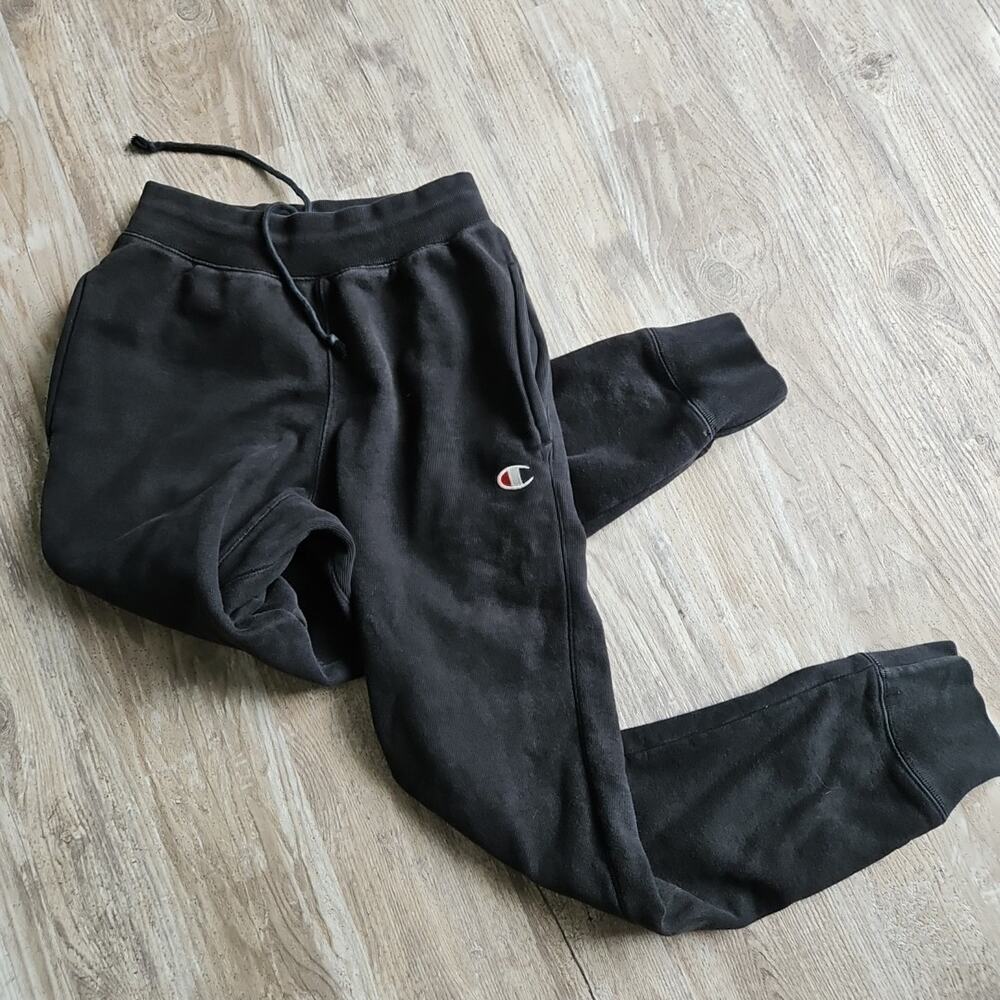 Vintage 90s Champion Reverse Weave Joggers Sweatpants Black Small Heavyweight‎